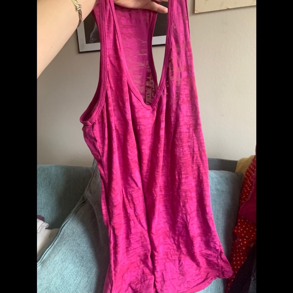 Bright pink halter tank - L